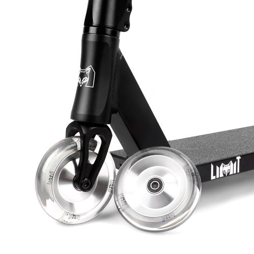 Limit Pro Scooter Wheels 110 x 26mm 2 Pcs Extra Width Transparent White PU High Resilience and Aluminum Metal Core ABEC-9 Bearings Installed for Pro BMX Trick scooters
