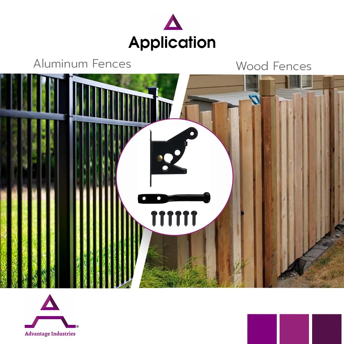 Advantage Industries Steel Gravity Latch | for Wood Fences | Zinc-Plated Steel with Powder-Coated Paint | Pad-Lockable & Reversible | White (AD2014W)