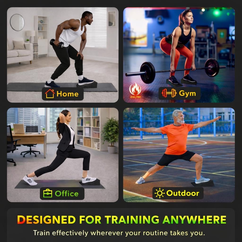 ZKDLFIRE Squat Wedge Block - Non-Slip Weightlifting Heel Elevation for Improved Mobility & Strength | 2 Pcs with Carrying Bag