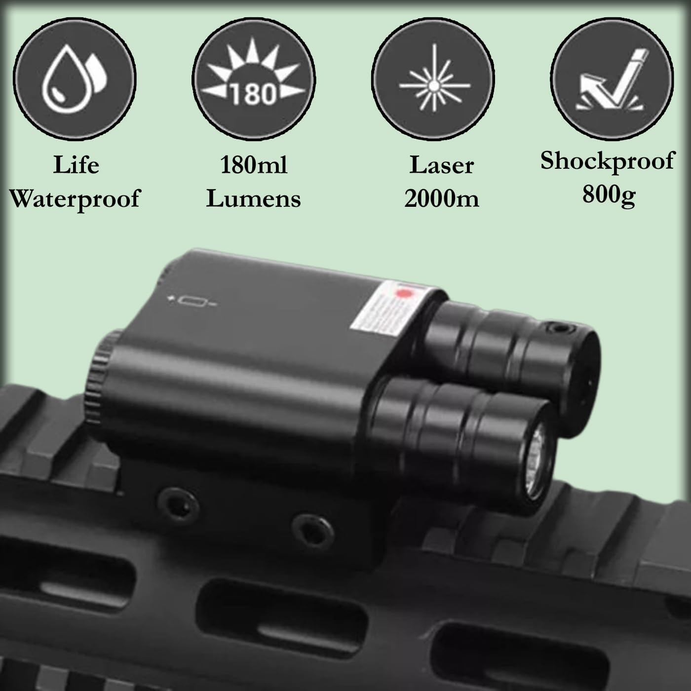 GOTICAL Pack of 2 Tactical Combo LED Flashlight and Green Laser Sight Tactical Output That Exceed < 5mW not exceeding 5mw (Pack of 2 - White Flashlight and Blue Laser)