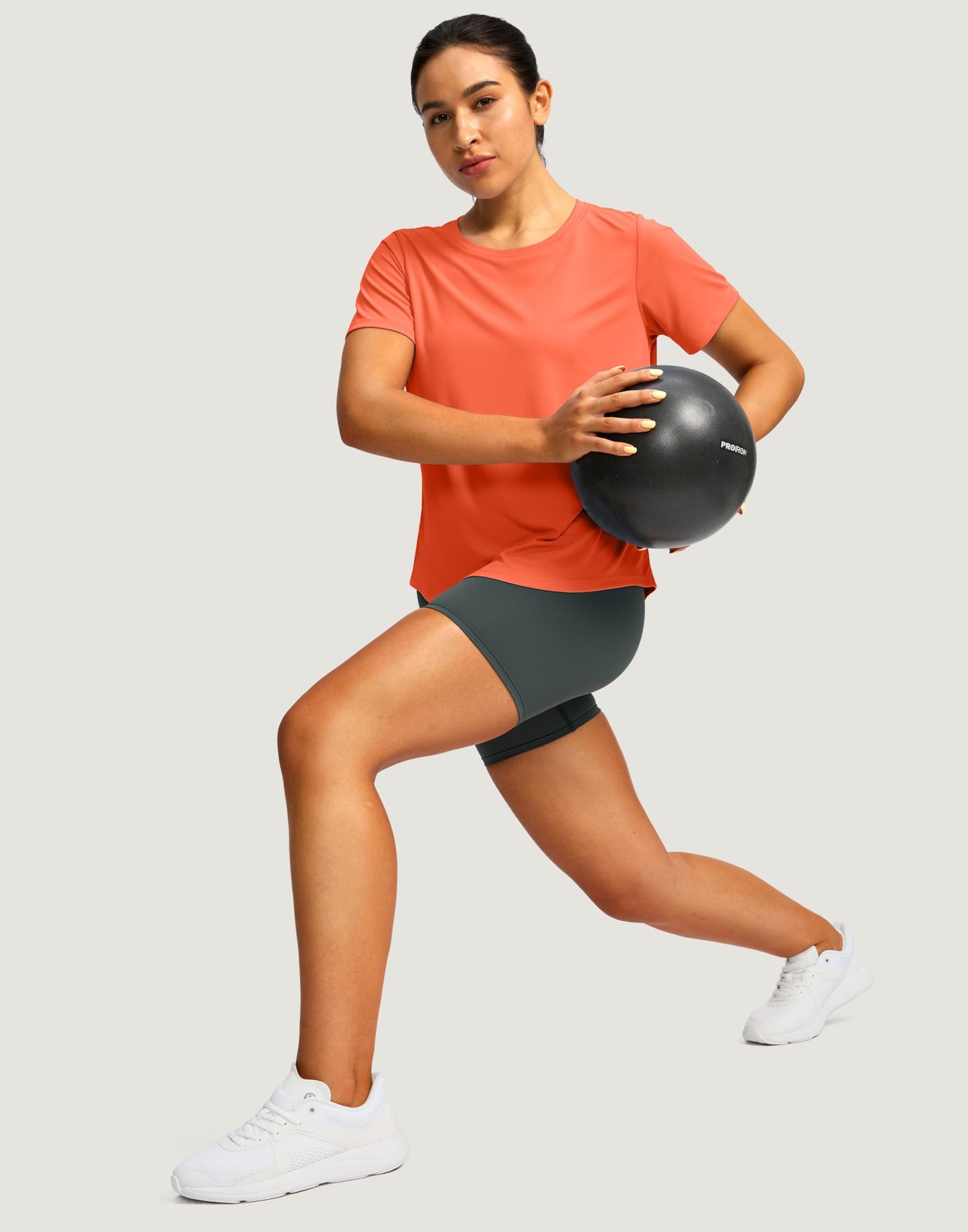 Women's Short Sleeve Workout Shirts Breathable UPF 50+ Sun Protection T-Shirts Quick Dry Gym Running Hiking Tops (Orange-red, L)