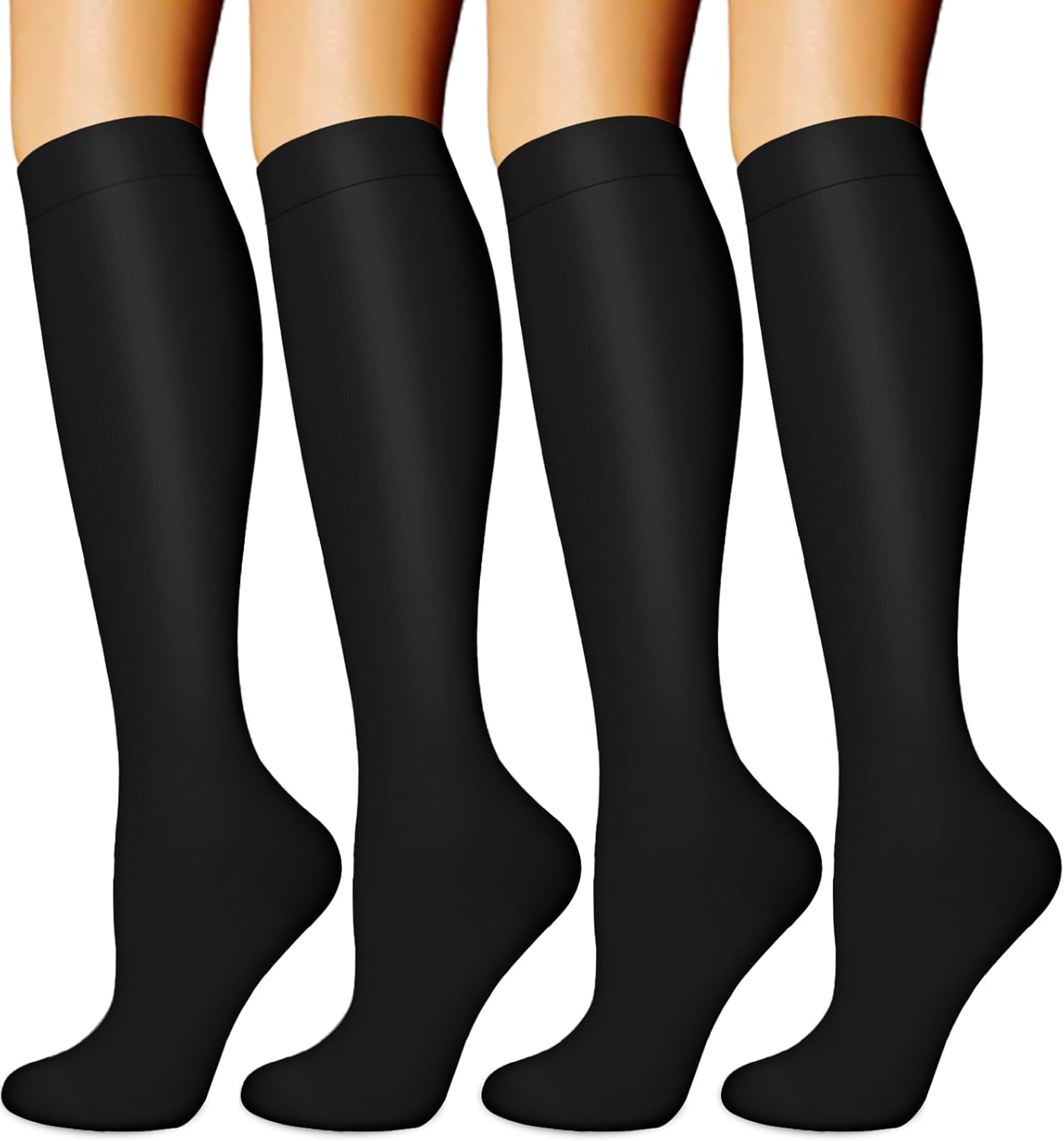 Skiennix Compression Socks - 15-20 mmHg Circulation Support for Men & Women | 4 Pairs for Nurses & Travelers