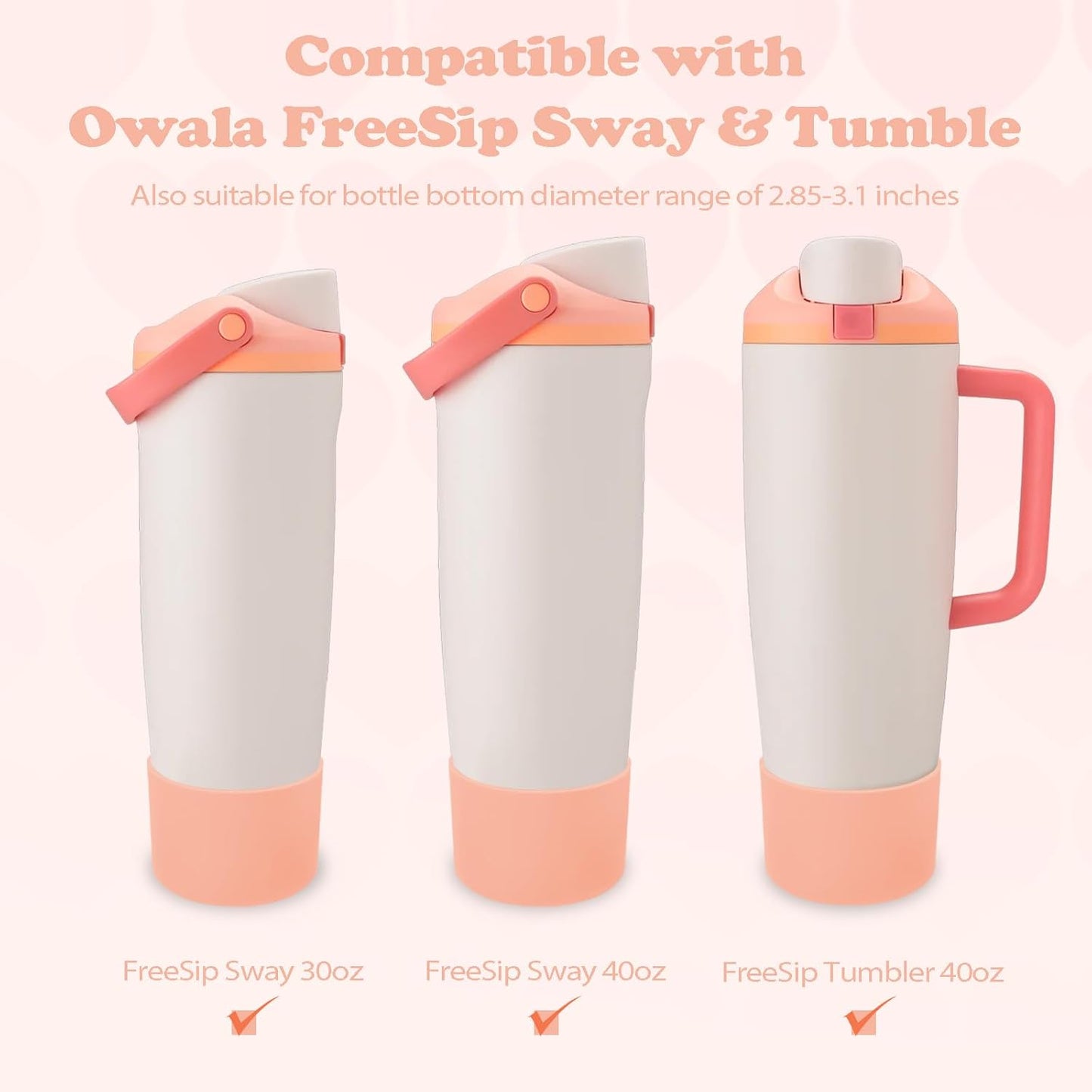 Owala Silicone Boot for 30oz & 40oz FreeSip Sway Bottles - Non-Slip, Scratch-Resistant Stability | 18 Colors Available (Sparkling Sherbet)