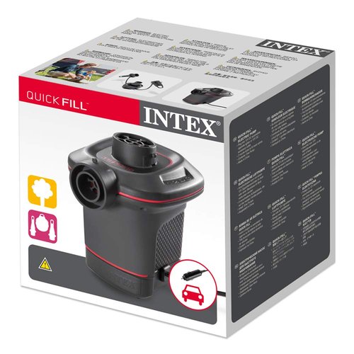 Intex 66636 12 Volt Quick-Fill Dc Electric Pump-Just Plug into Car 12v Socket, Black and Red