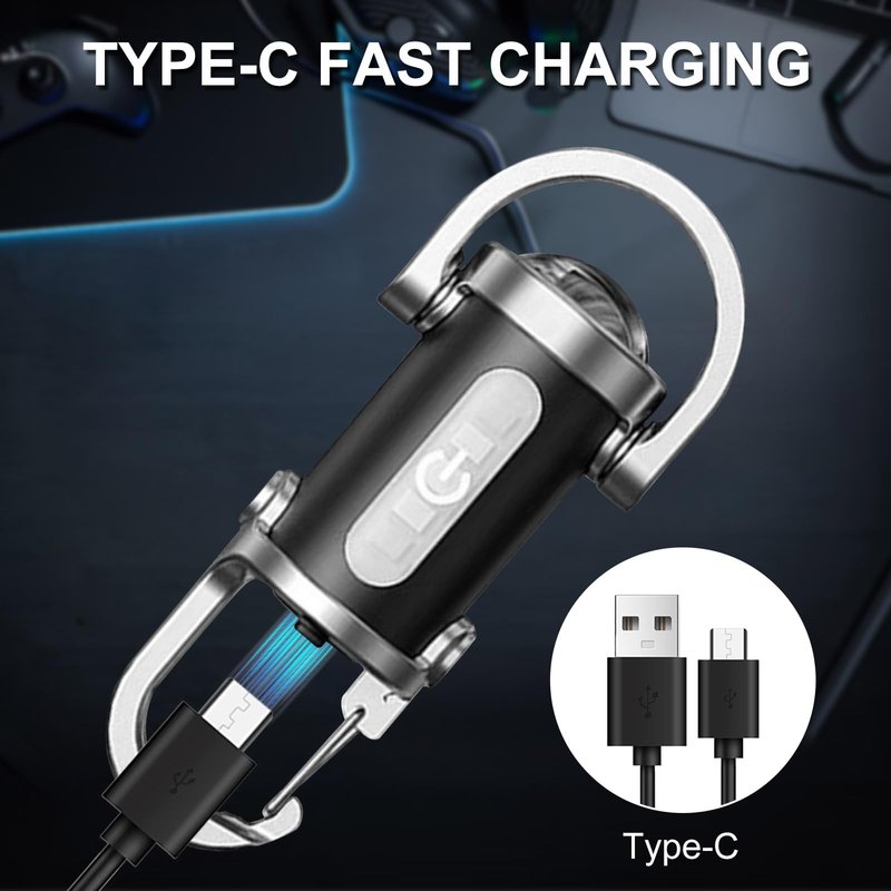 Skywolfeye 2 Pack Rechargeable Keychain Flashlights, EDC Mini Keychain Flashlight 6 Light Modes Waterproof, Compact Pocket COB Light for Night Working, Running, Walking, Camping, Fishing, Hiking
