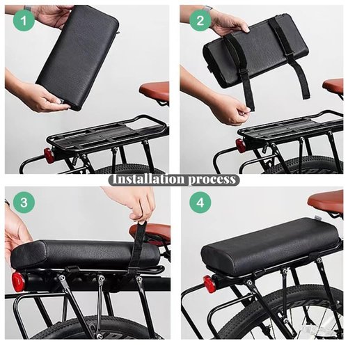 Rear Bike Seat Thickened Waterproof Bicycle Rear Seat Cushion PU Material Rear Seat Cushion Improves Riding Comfort