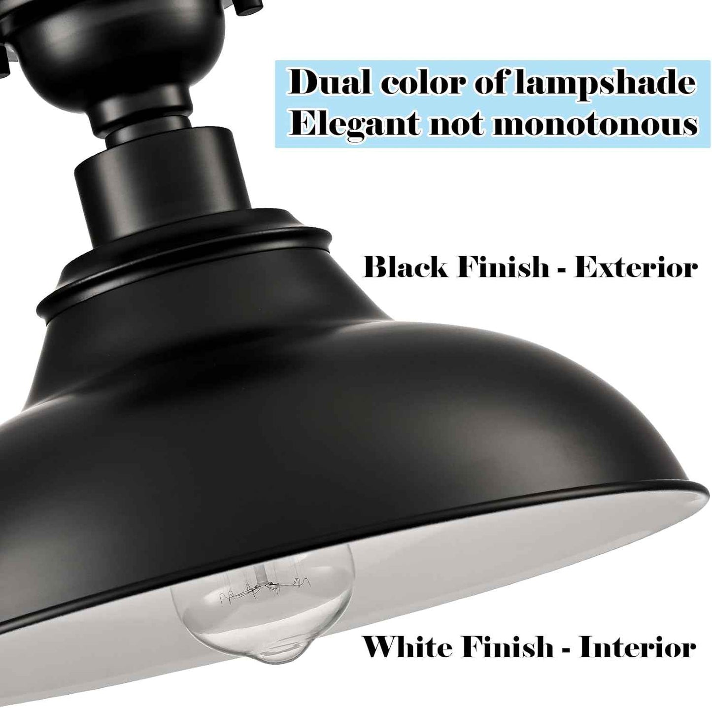 12-Inch Farmhouse Semi Flush Mount Ceiling Light - Black Industrial Barn Fixture for Bedroom, Kitchen, Foyer
