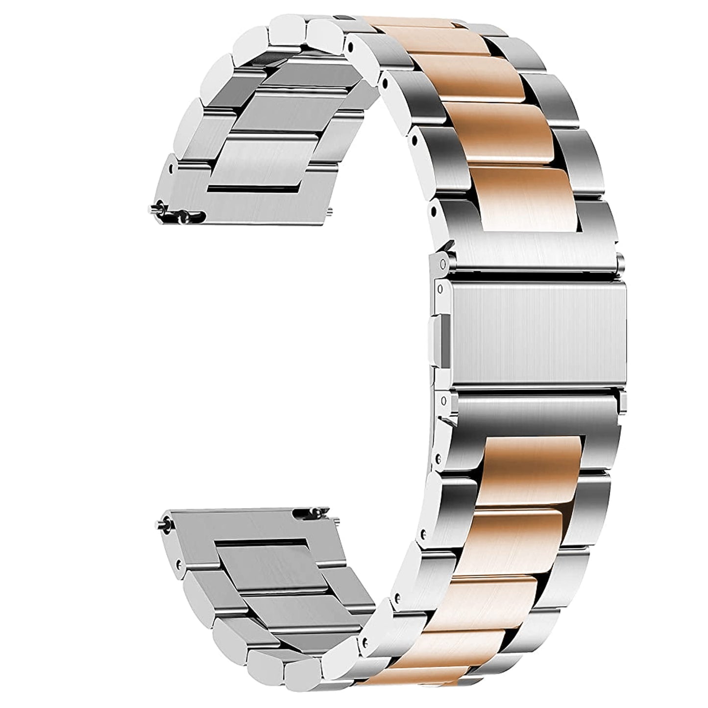 Compatible for Aeac Smart Watch Bands, 20mm, 22mm Quick Release Stainless Steel Metal Replacement Straps Compatible for Aeac 1.32 Inches Round, W208 Plus, IDW19, GTX05, GTX12 (Silver-Rose Gold, 22mm size band)