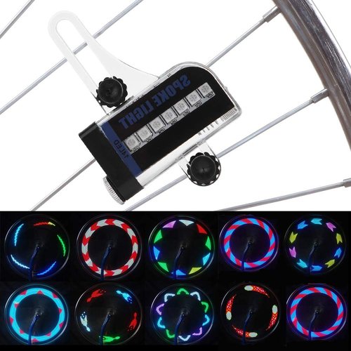Keenso Mountain Bike Spoke Lights, Dual Side 14LED RGB Rechargeable Mini LED Wire Lamp for Night Riding Safety and Commuting
