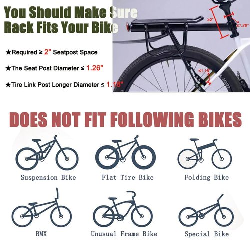 Vikooyes Bicycle Bike Cargo Rack Rear Bike Rack for Back of Bike Mountain Bicycle Cargo Rack Bike Pannier Luggage Carrier Rack