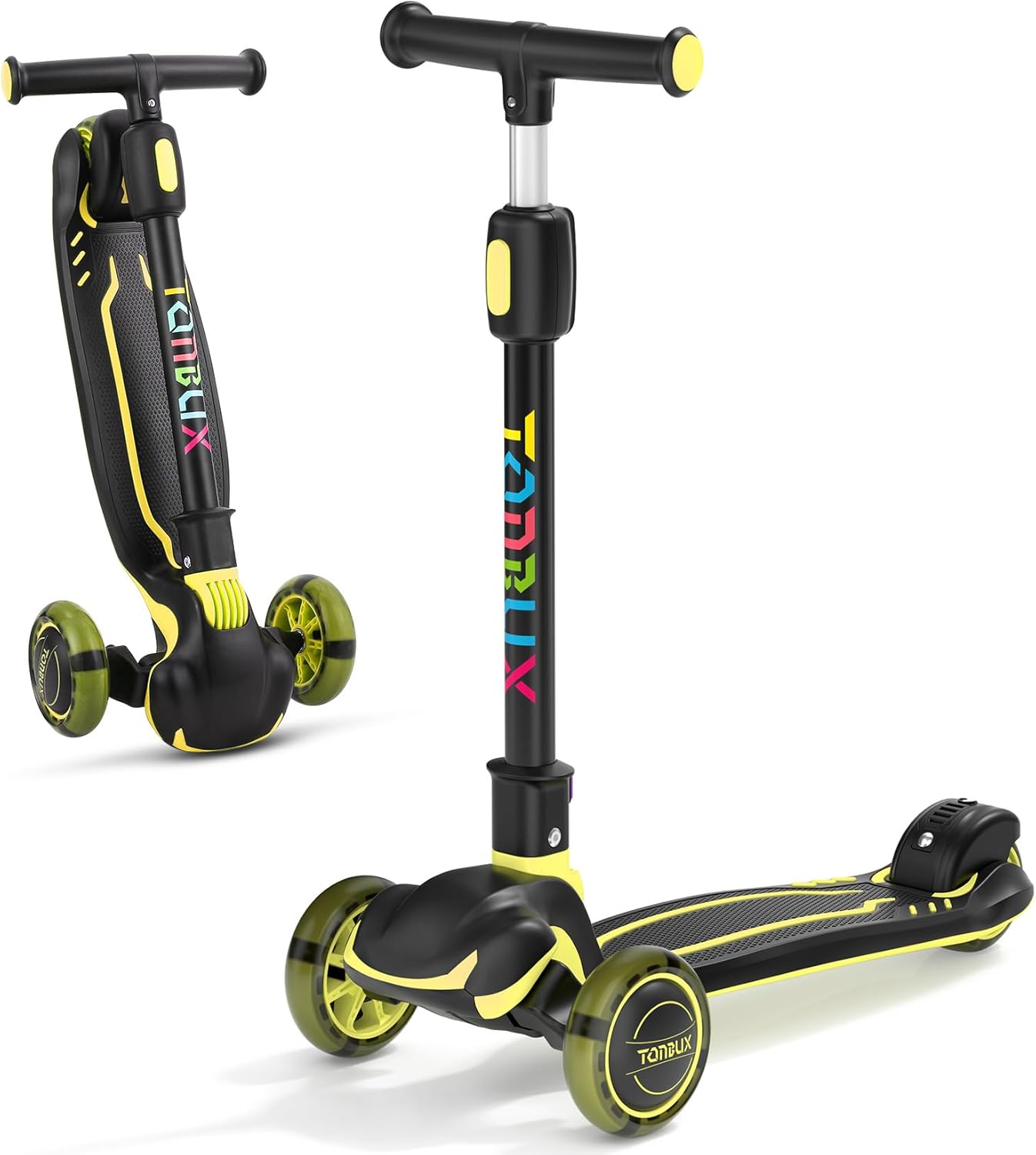 TONBUX Kids Scooter - Light-Up 3-Wheel Kick Scooter for Ages 3-12 | Adjustable Height & Anti-Slip Deck