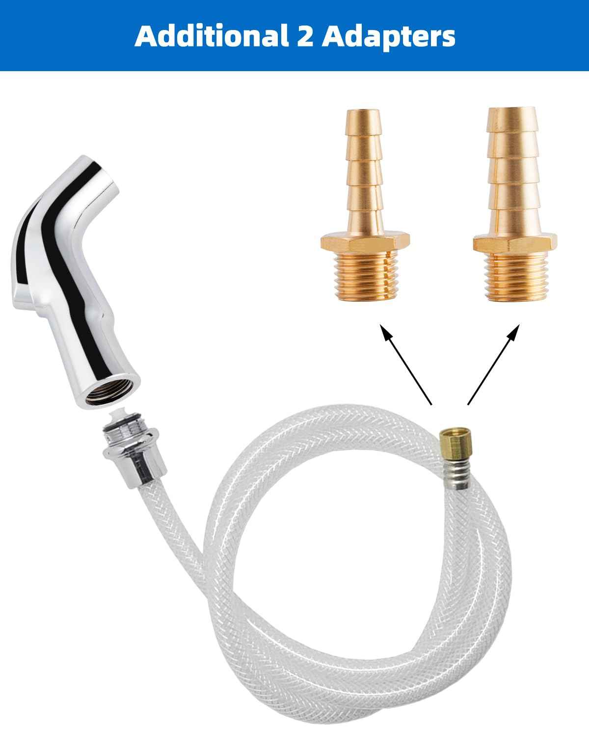 Hygie Rinse Universal Kitchen Sink Faucet Sprayer Head Attachment Compatible with Moen Faucet Sprayer Replacement, Kitchen Sink Side Sprayer with Transparent Hose/Holder, Chrome