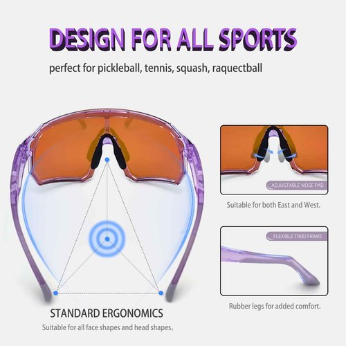 Wynthorix Running Sunglasses for Women Men Sports Sunglasses for Pickleball Baseball Softball Cycling Fishing (Purple frame pink lenses with crystal pink tinted)