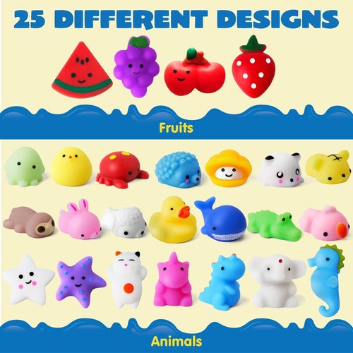JOYIN Mochi Squishy Toys Set - 25 Random Mini Squishies for Kids | Kawaii Stress Relief & Party Favors