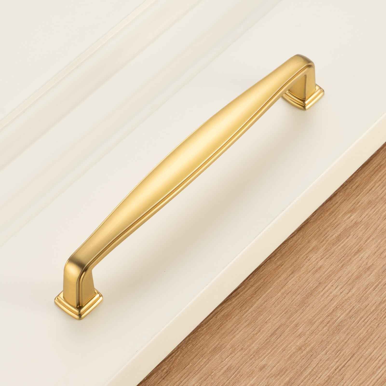 KOOFIZO 30 Pack 5 Inch Brushed Gold Kitchen Cabinet Pulls Brushed Gold Cabinet Handles Gold Cabinet Hardware for Kitchen Cabinets 1817 Drawer Dresser Cupboard Bedroom