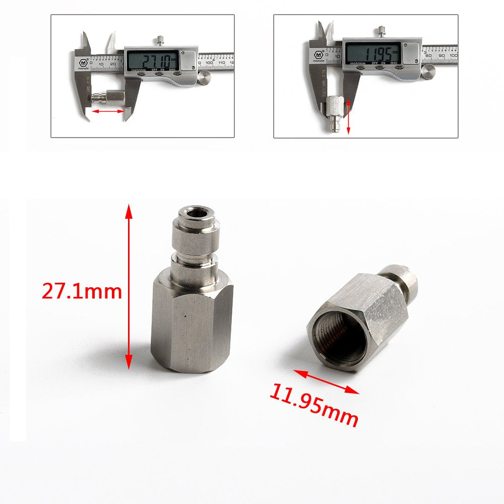 IORMAN Universal 8mm Quick-Disconnect Plug Adapter 1/8 NPT Female Thread Paintball Fittings with Sealing O-Ring