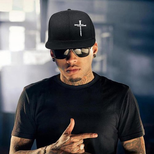 Christian Cross Hats Snapback Baseball Hat for Men Jesus 3 Nail Crosses Flat Bill Hats for Women Black Baseball Cap Adjustable Snap Backpack Dad Trucker Hat Christian Religious Gifts for Men Women