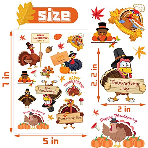 Thanksgiving Turkey Stickers - 300 PCS, 24 Sheets