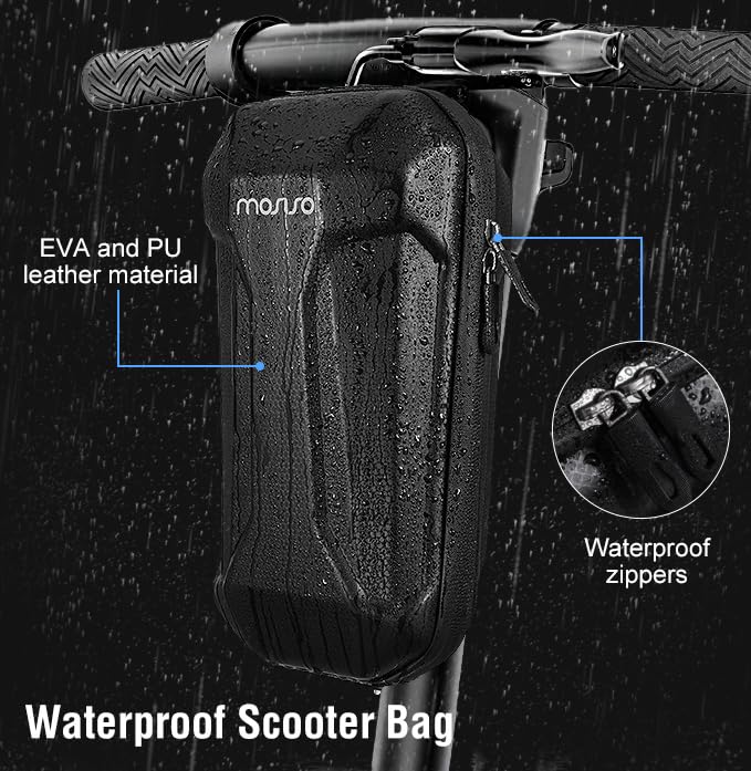 MOSISO Electric Scooter Bag, Waterproof EVA Scooter Storage Bags for Scooters, Bikes, 3L Large Capacity Front Hanging Handlebar Bag for Carrying Phone,Wallet,Keys,Charger Tools,Repair Tools, Black