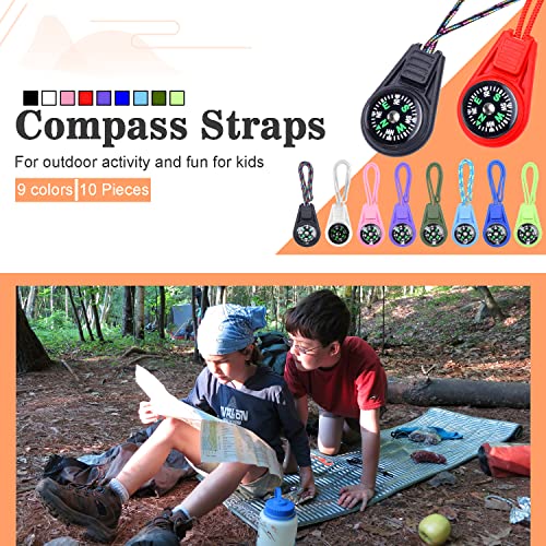 Mini Compass Bulk Kit - 10 Mixed Color Keychain Compasses for Kids