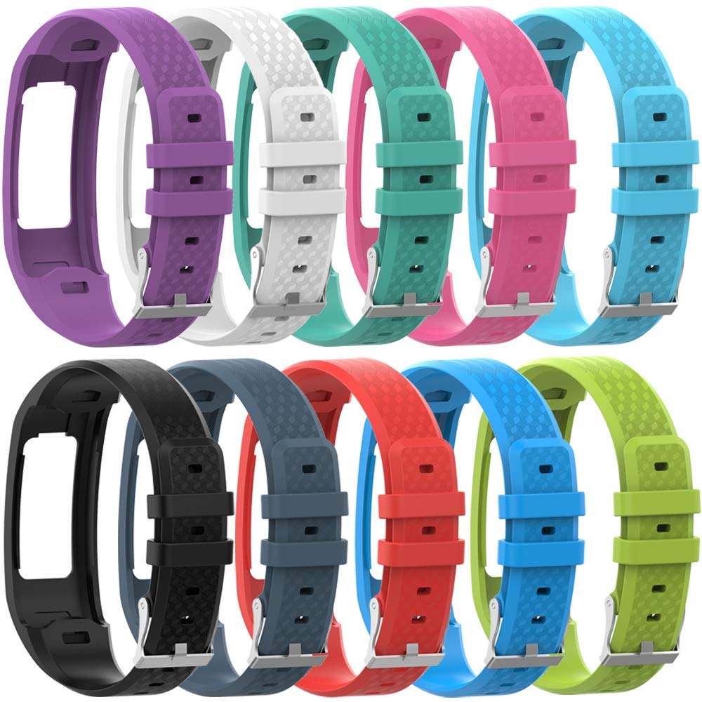 QGHXO Band for Garmin Vivofit 1 / Vivofit2, Soft Silicone Replacement Watch Band Strap for Garmin Vivofit 1 / Vivofit 2 Activity Tracker, Small, Large, Ten Colors (10PCS Bands, Small)