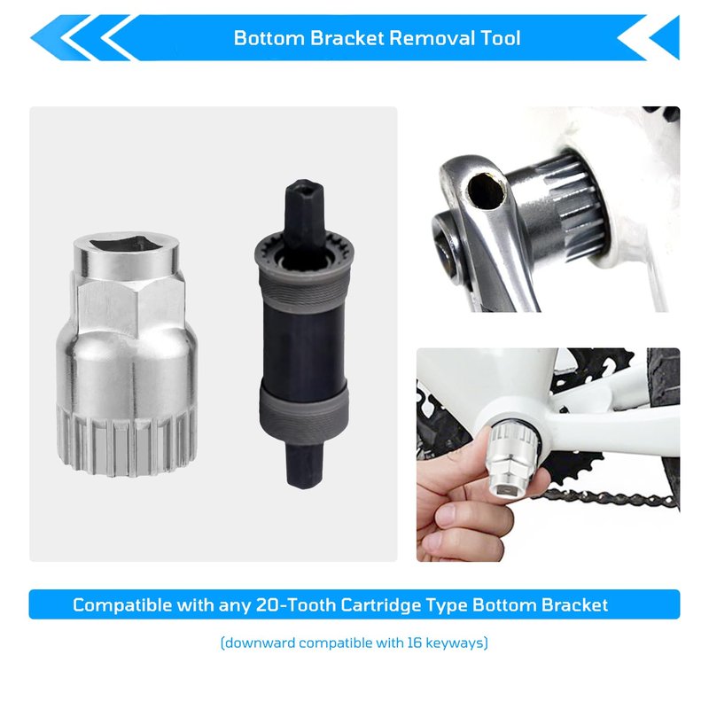 Vaasee 3PCS Bicycle Removal Tools Set, Bike Freewheel & Cassette Removal Tool + Crank Puller + Bottom Bracket Tool, Bike Tools Set Bicycle Maintenance Tools for Cyclists Kit