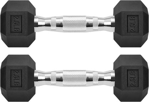 Hex | Rubber Coated Cast Iron Dumbbells - Versatile Black Free Weights for Home Workouts