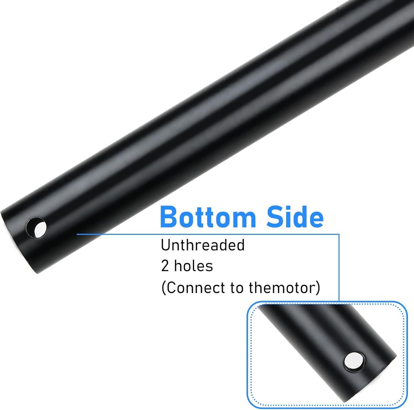 Sibosen 72 inch Ceiling Fan Downrod, 6FT Black Downrod for Ceiling Fans, 1 inch Outside Diameter, Ceiling Fan Extension Downrods(Black, Not Threaded)