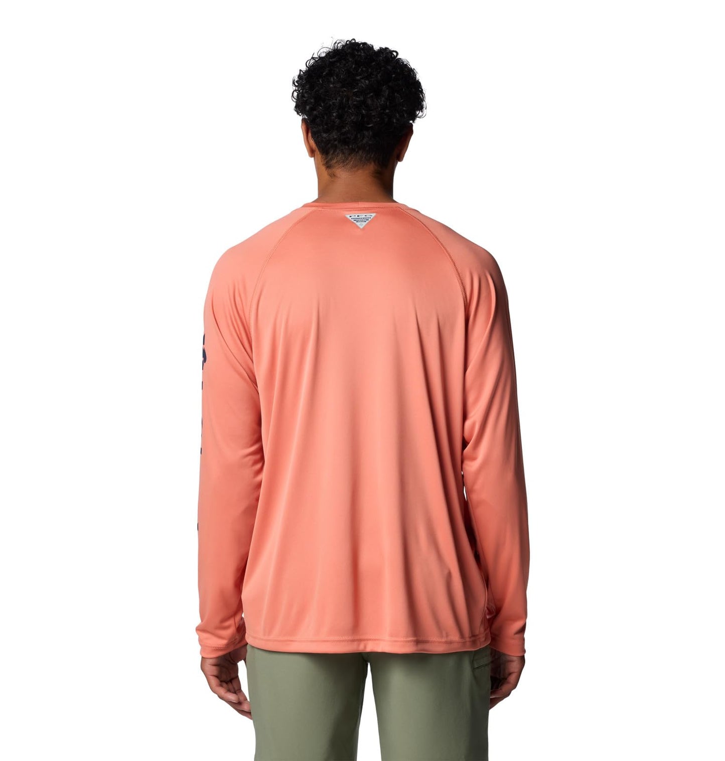 Columbia Men's Terminal Tackle Long Sleeve Shirt, Faded Peach/Collegiate Navy Logo, 3X Tall