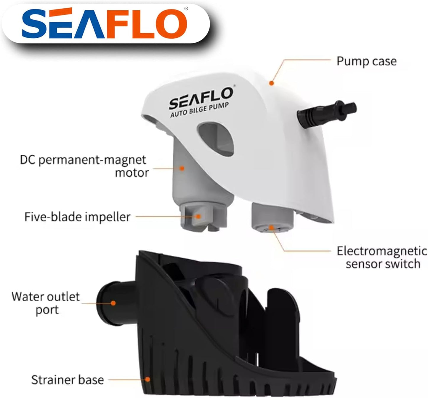 SEAFLO 1100GPH Submersible Bilge Water Pump - Automatic with Magnetic Float Switch | 4-Year Warranty
