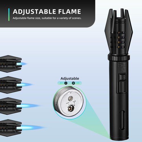 2 Pack Mini Torch Lighter Straight Flame Small Refillable Butane Lighter Pocket Windproof Jet Flame with Visual Window for Survival Kitchen Camping Candles Fireplace BBQ Gift, 5" (Without Fuel)
