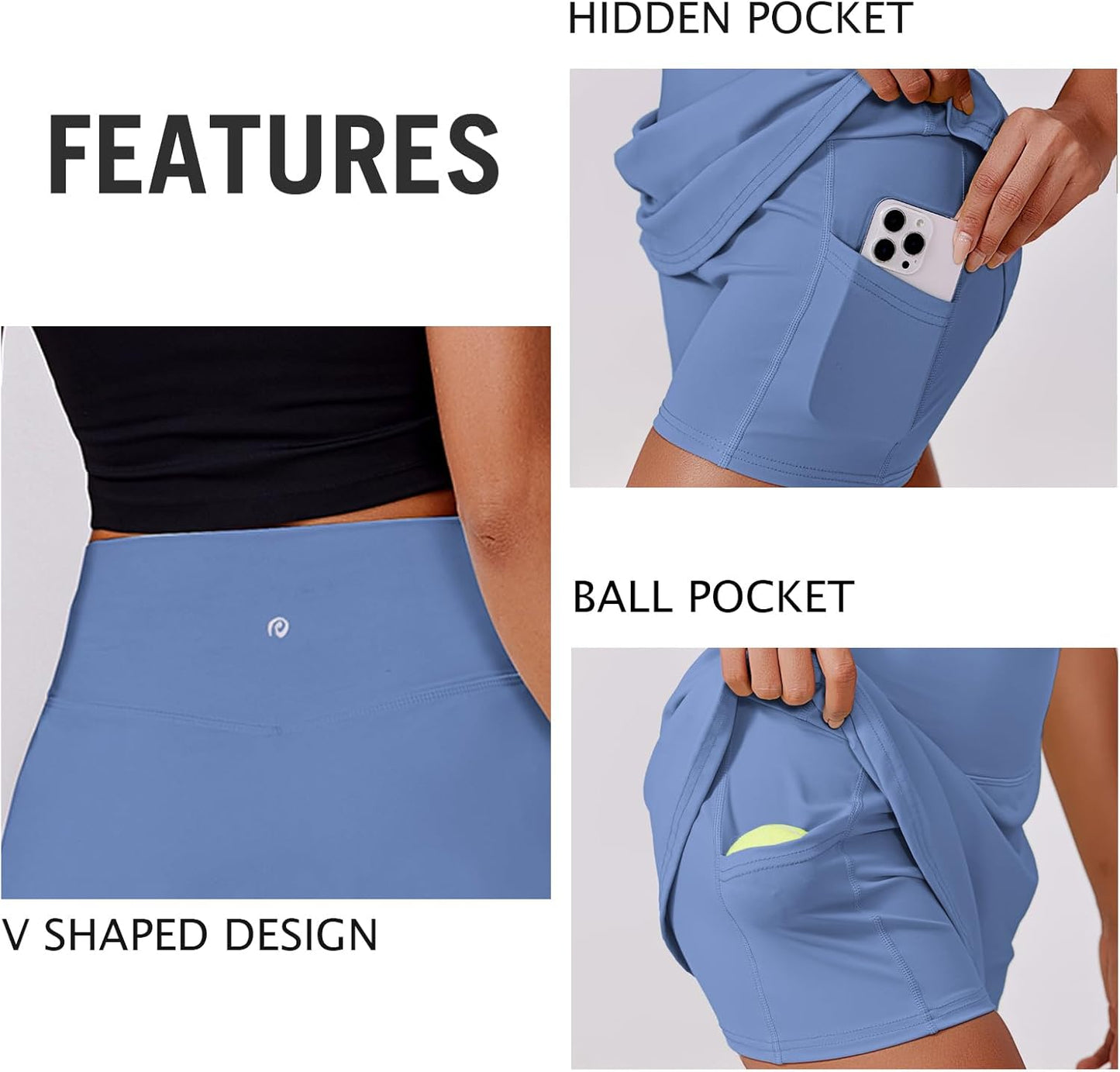 PINSPARK Women's Tennis Skirt - High Waisted Golf Skort with 2 Pockets for Active Workouts | Stretchy Design