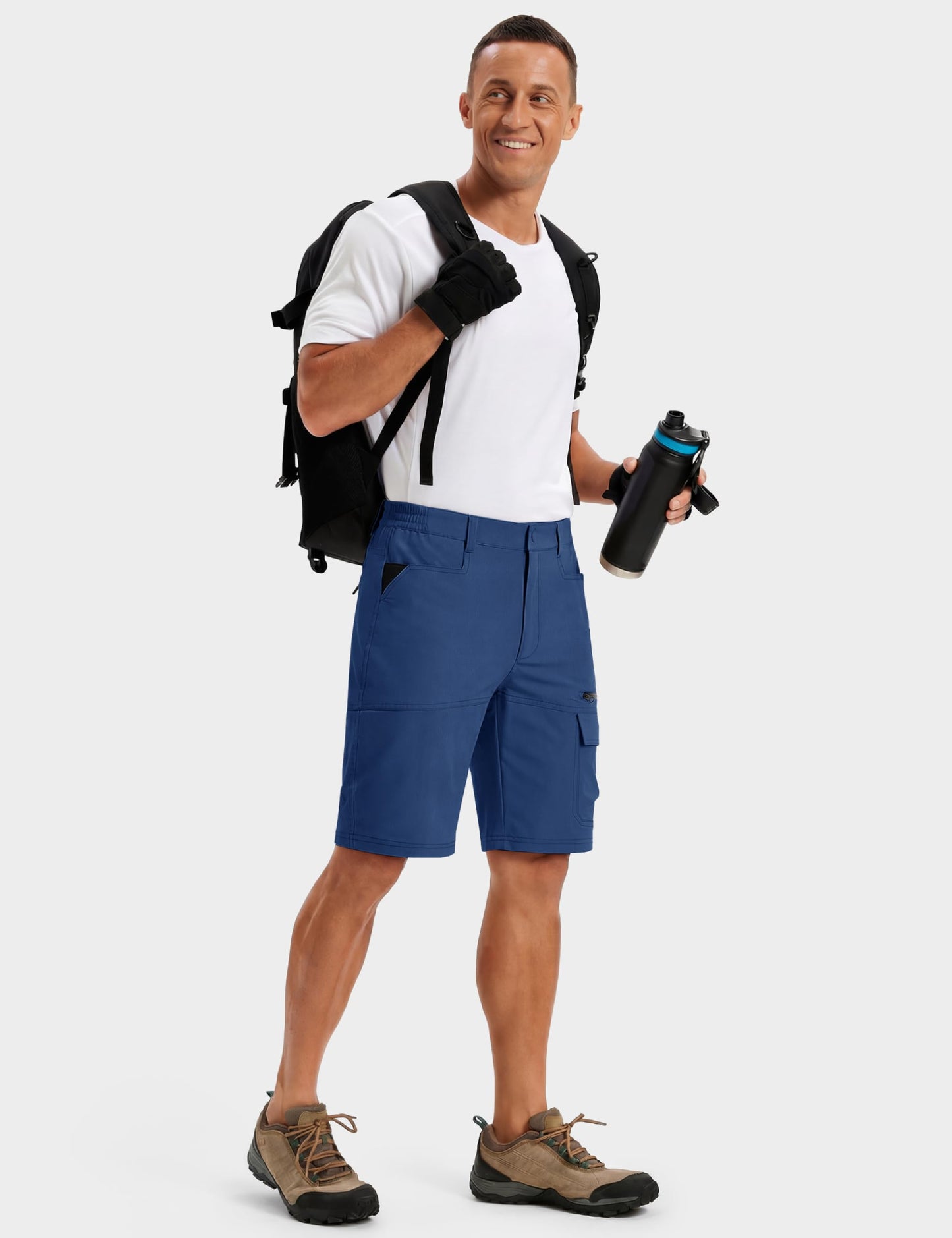 TACVASEN Mens Hiking Cargo Shorts Casual Golf Dress Shorts Hiking Lightweight Quick Dry Breathable Outdoor Summer Fishing Camping Blue 32