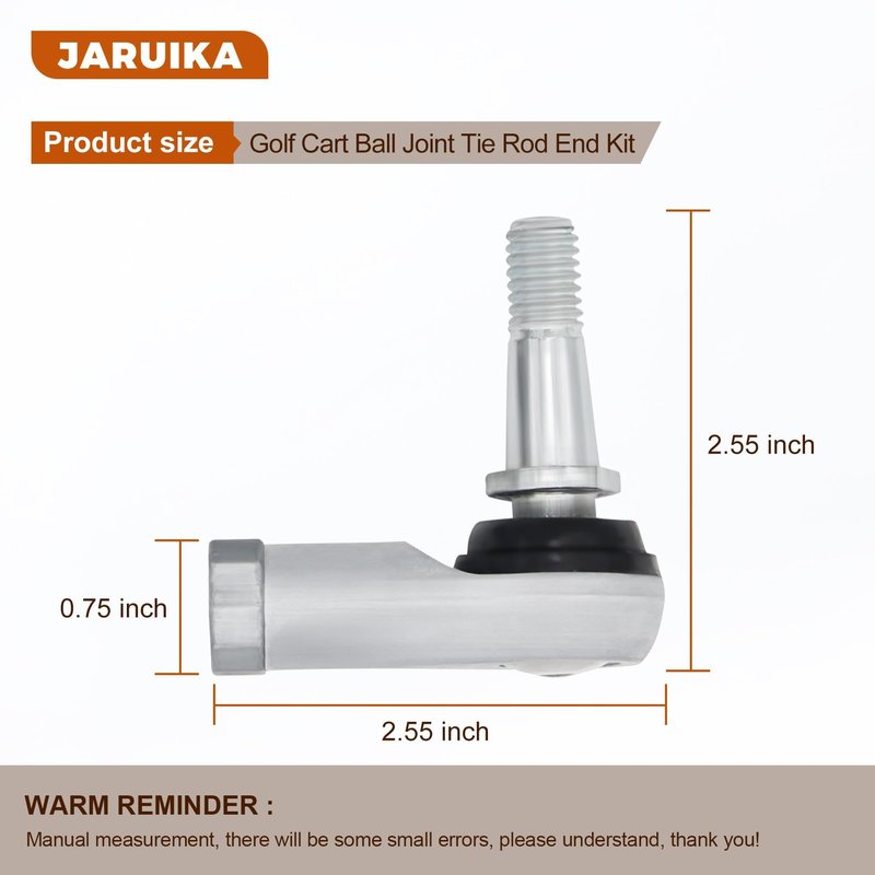 Jaruika Golf Cart Ball Joint Kit Tie Rod Ends 70902-G01 70902-G02 Fits for EZGO TXT 2001-UP 36v Electric or Gas Golf Cart Driver and Passenger Side