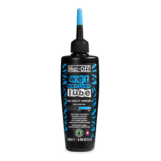 Muc-Off Chain Wet Lube 120ml - Biodegradable Bicycle Lubricant | Reduces Friction & Extends Chain Life | Wax-Based Formula for MTB & Road Bikes