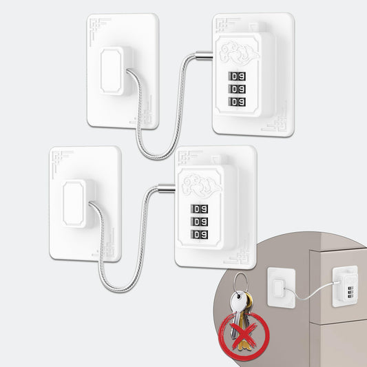 Lexng 2 Pack Refrigerator Locks with 3 Digit Code, Easy Install Fridge Lock Combination, Premium Freezer Lock, Child Proof Cabinet Locks for Refrigerators, Drawers, Closets, Windows (White)