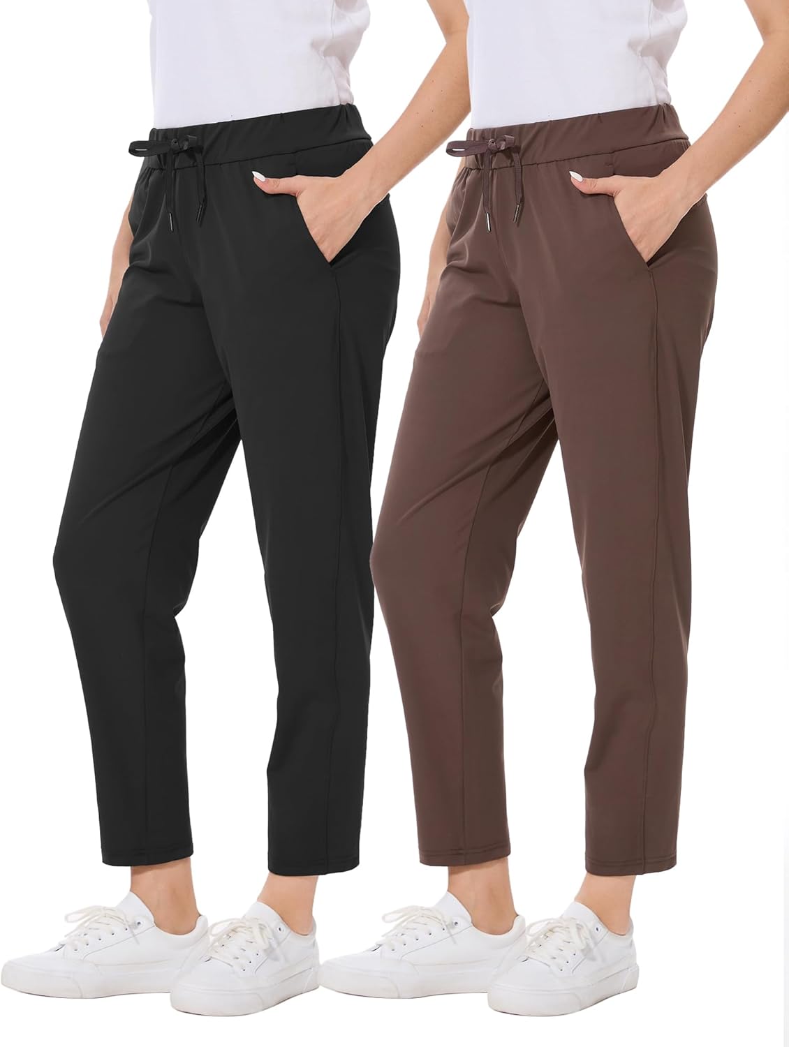 Skiennix Women's Golf Pants - 2 Pack Stretch 7/8 Ankle Sweatpants with Deep Pockets for Athletic Wear | Travel & Lounge