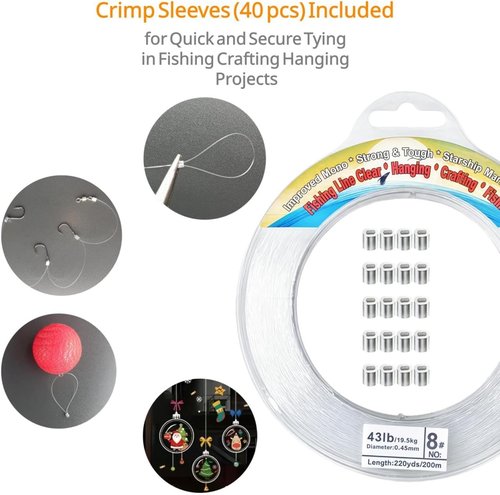 Aboda Clear Fishing Line - Strong Invisible Nylon Wire for Crafts & Jewelry | 0.2-1 mm, 8-100 lb Test