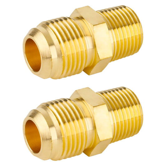 (2-Piece) Besosay Tube Fitting, Half Union Gas Adapter 1/2" Flare x 3/8" NPT Male Pipe Coupler Coupling
