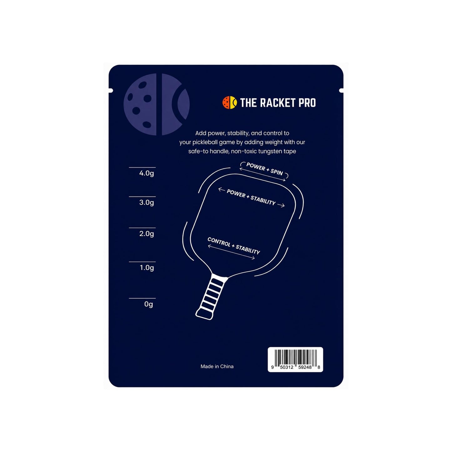 The Racket Pro Weighted Tungsten Tape for Pickleball Paddles | Ultra Thin 1 Gram Per Inch | Twice as Much Tape as Tape Strips