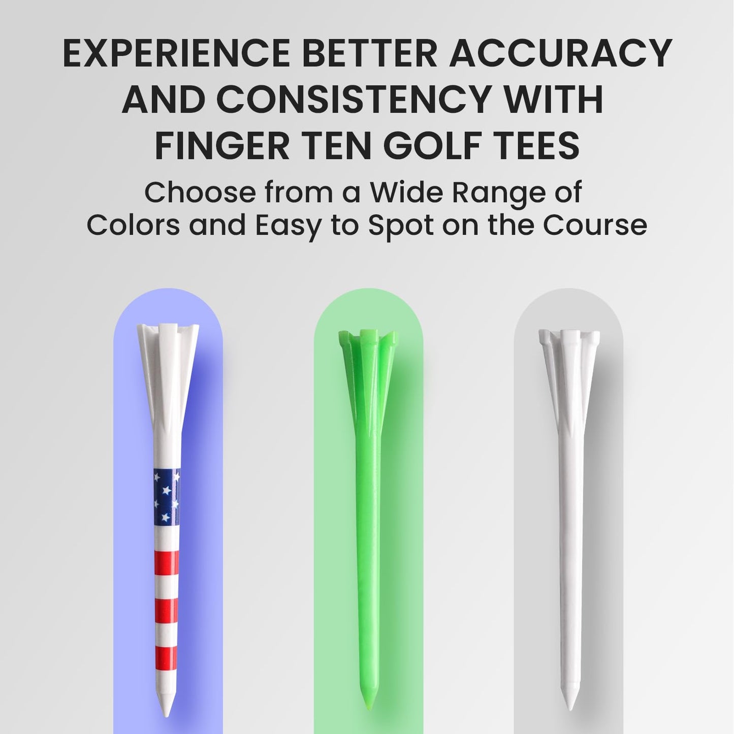 Golf Tees Plastic Unbreakable Easy to Find Bulk Value 200/500/1000 Count, 2 3/4 3 1/4 Inch Stable Tee Driving Range Reduce Friction, Green Red White USA Flag Practice (Green, 200 Count (3 1/4 Inch))