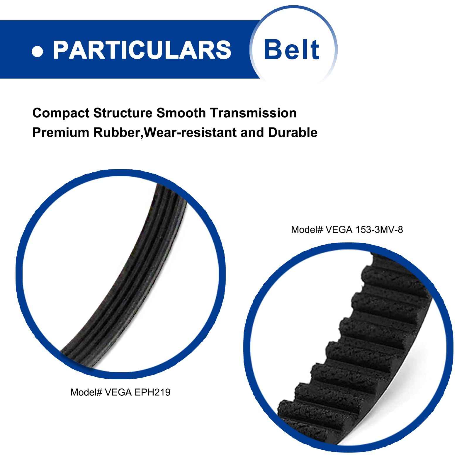 ADDFRESH Replacement Brush Roller and Vacuum Belts Compatible with Shark AZ3002 AZ3000 AZ3000W LA702 LA700 LA555 AZ1002 Accessories Kit - Front Brush Belt Vega 153-3MV-8 + Long Drive Belt Vega EPH219