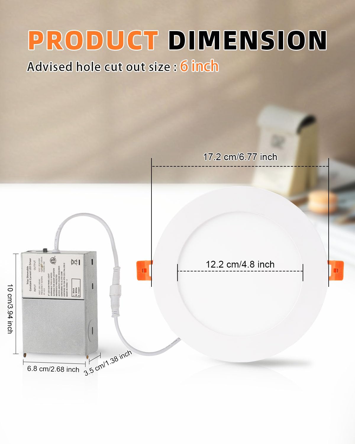 ZYC Recessed Lighting 6 Inch - 12W Ultra-Thin LED Ceiling Lights,2700-5000K Selectable,5CCT Dimmable Canless Wafer Downlight,1100LM Hight Brightness,Dimmable Can Light,Pack of 12 White.