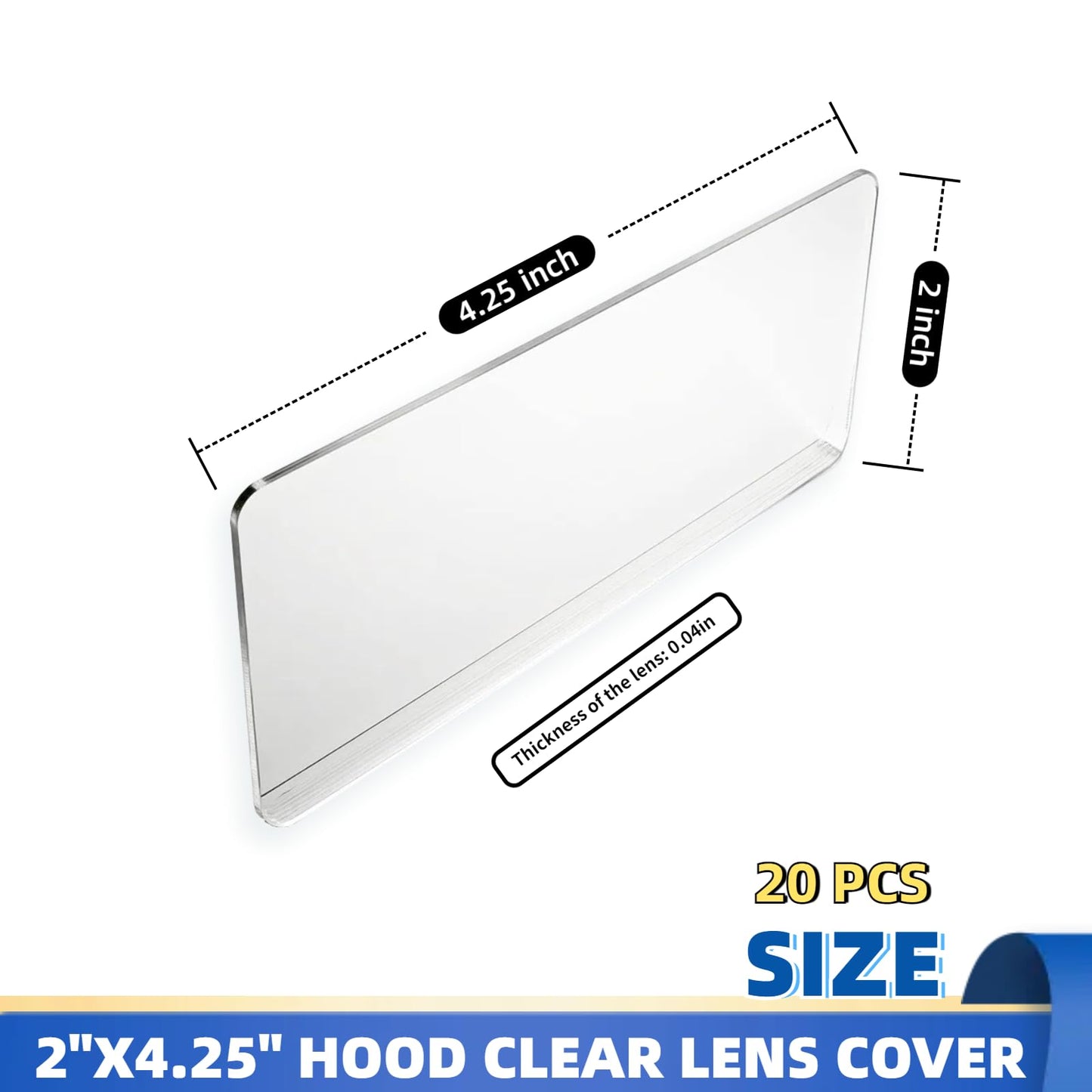 QKWL 20 Pack 2" x4.25" Replacement Clear Welding Lens 2x4 1/4 optical grade Welding Lens And Eyes