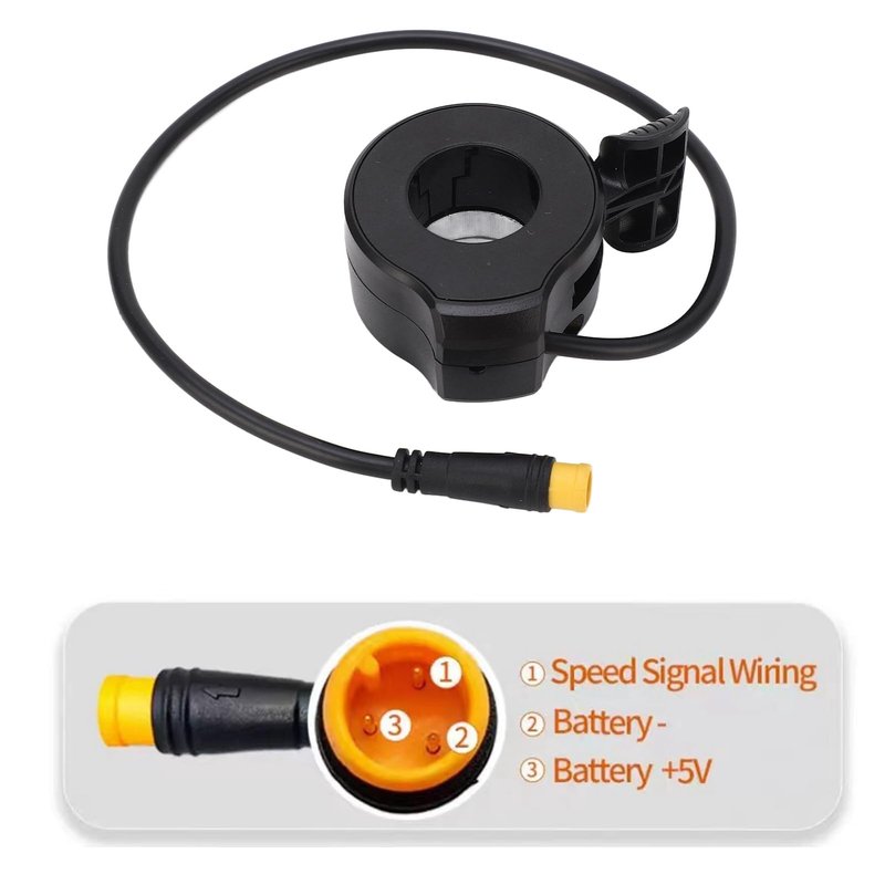 WQAPVHBG Bike Throttle, 130x 5V E Bike Thumb Speed Control, 3 Pin Plastic Electric Throttle Control of Accessories Tools for Electric Bikes and Scooters with 22.2mm/0.87in Handlebars