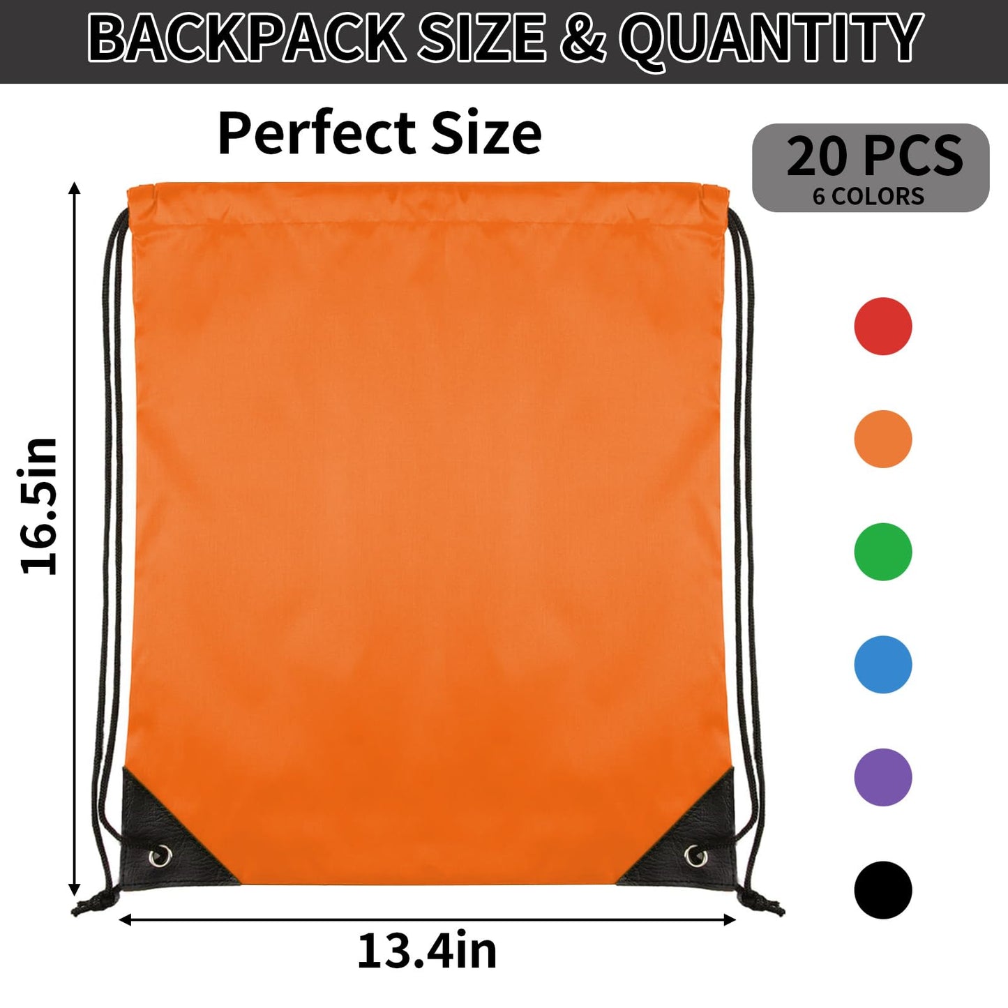 COIDEA Drawstring Backpack 6 Colors Drawstring Bags, Draw String Back Bag Drawstring Bags Bulk for Sports, Gym, Travel, Swimming, Beach Essential (20 PACK)