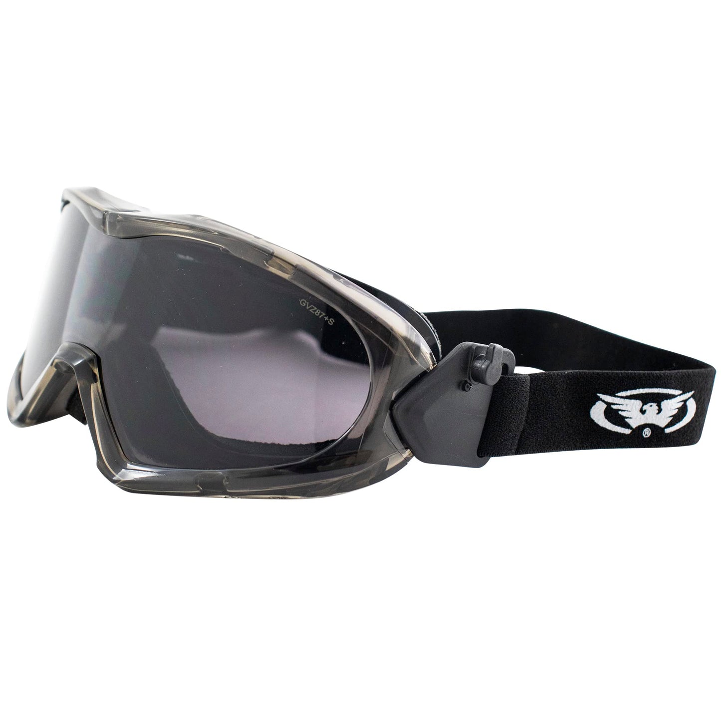 Global Vision Maskot Padded Motorcycle Goggles with Removable Mask ANSI Z87.1 Safety Goggles for Men or Women Black Frame Smoke Antifog Lens