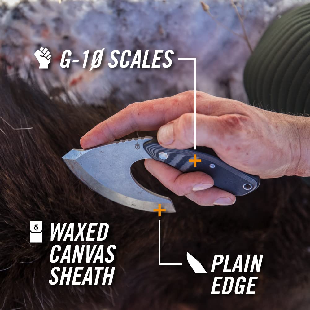 Gerber Gear Downwind Ulu - Ulu Knife with Sheath for Hunting Gear - Black
