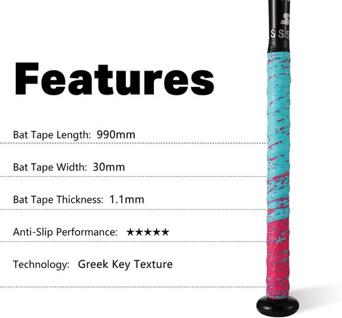 INSUM Bat Grip Tape - 1.1mm Non-Slip Baseball & Softball Wrap | Easy Install, All-Weather Performance