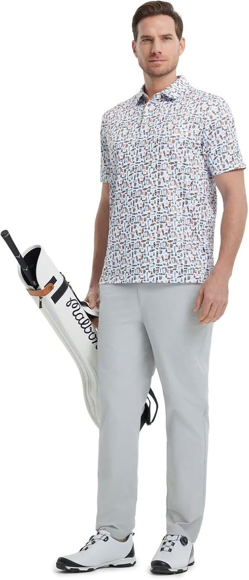 M MAELREG Men's Golf Polo Shirt - Short Sleeve Dry Fit Moisture-Wicking Performance | Stylish Patterns